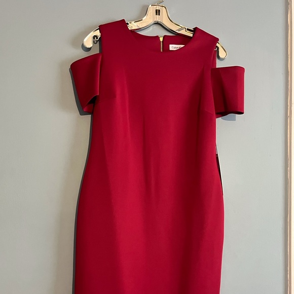 SELLING CALVIN KLEIN DRESS SIZE 10 COLOR RED PLUM BNWT - Picture 1 of 16